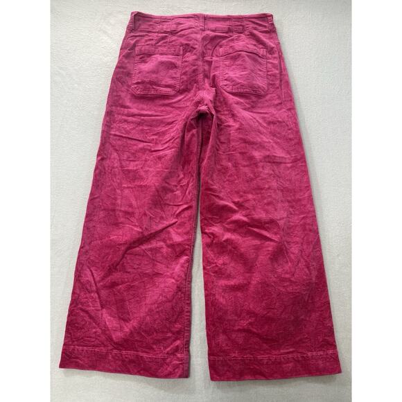 Anthropologie MAEVE The Colette 32 Cropped Wide Leg Corduroy Pants Raspberry - Picture 12 of 13